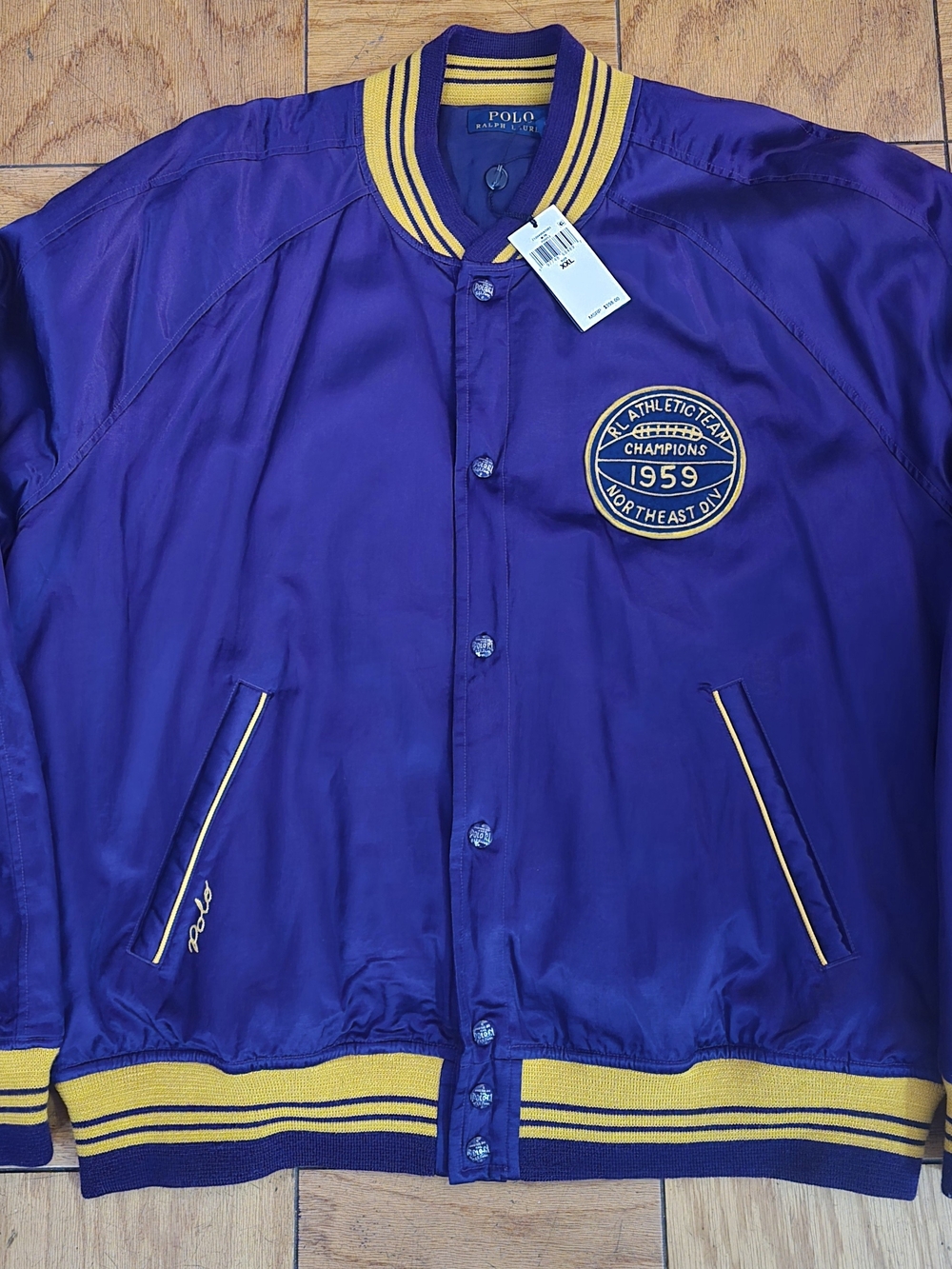 Polo by Ralph Lauren Purple Bomber Jacket with Yellow Trim